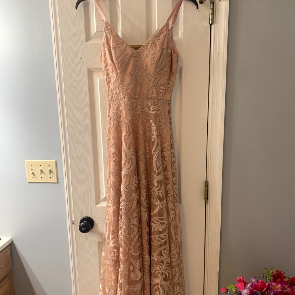Tan/Light Pink Long Dress